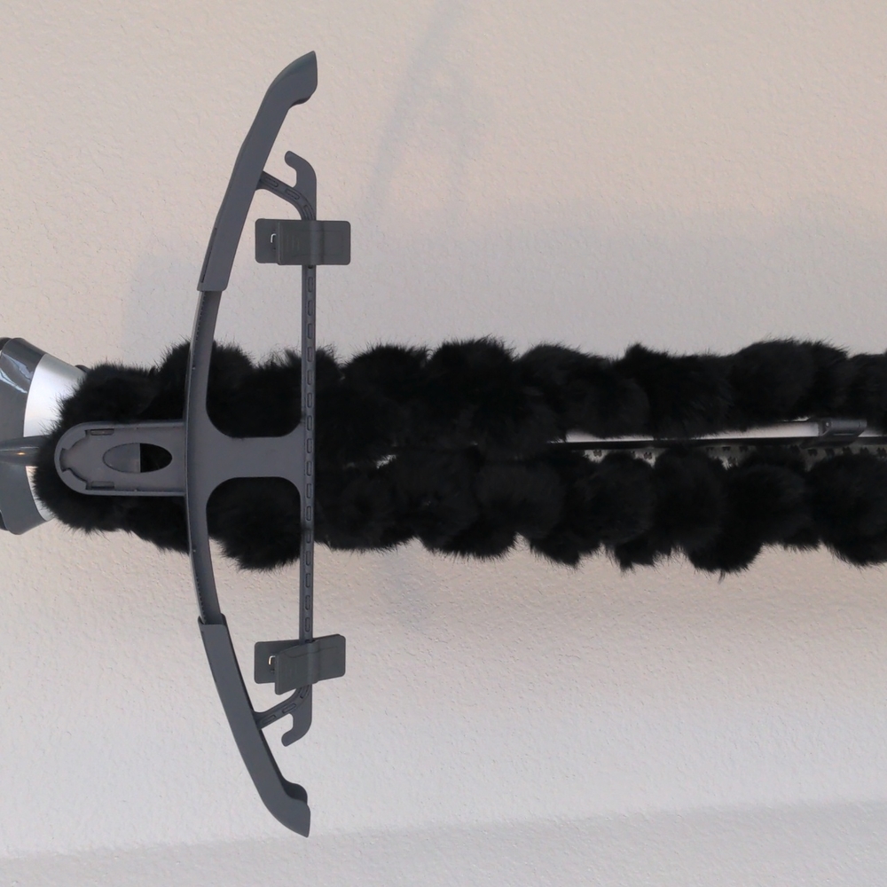 Black Rabbit Fur Pom Pom Scarf